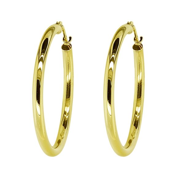 Classy Hoop Earrings 14K Yellow Gold - Picture 3 of 4